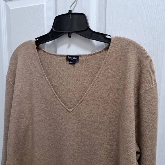 Splendid Sweater V-Neck Camel Tan Neutral Colour Women's Small Tunic Knit Top - Picture 7 of 16